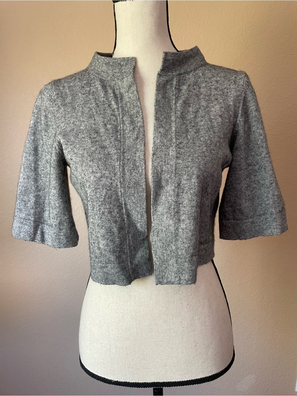 Trina Turk Cashmere Blend Mock Neck Cropped Knit Bolero Sweater cardigan S